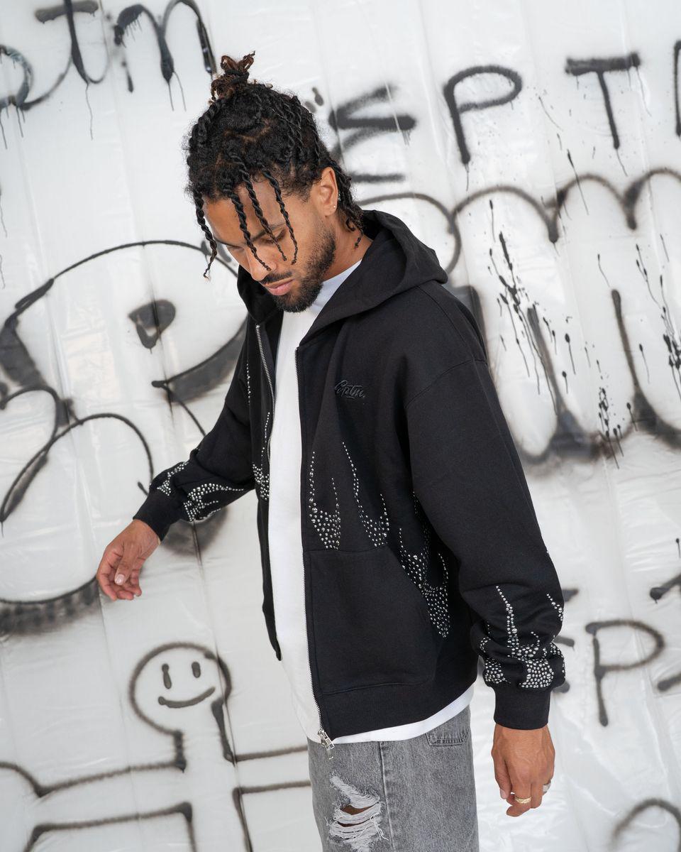 EPTM BLACK METAL FLAME ZIP UP HOODIE