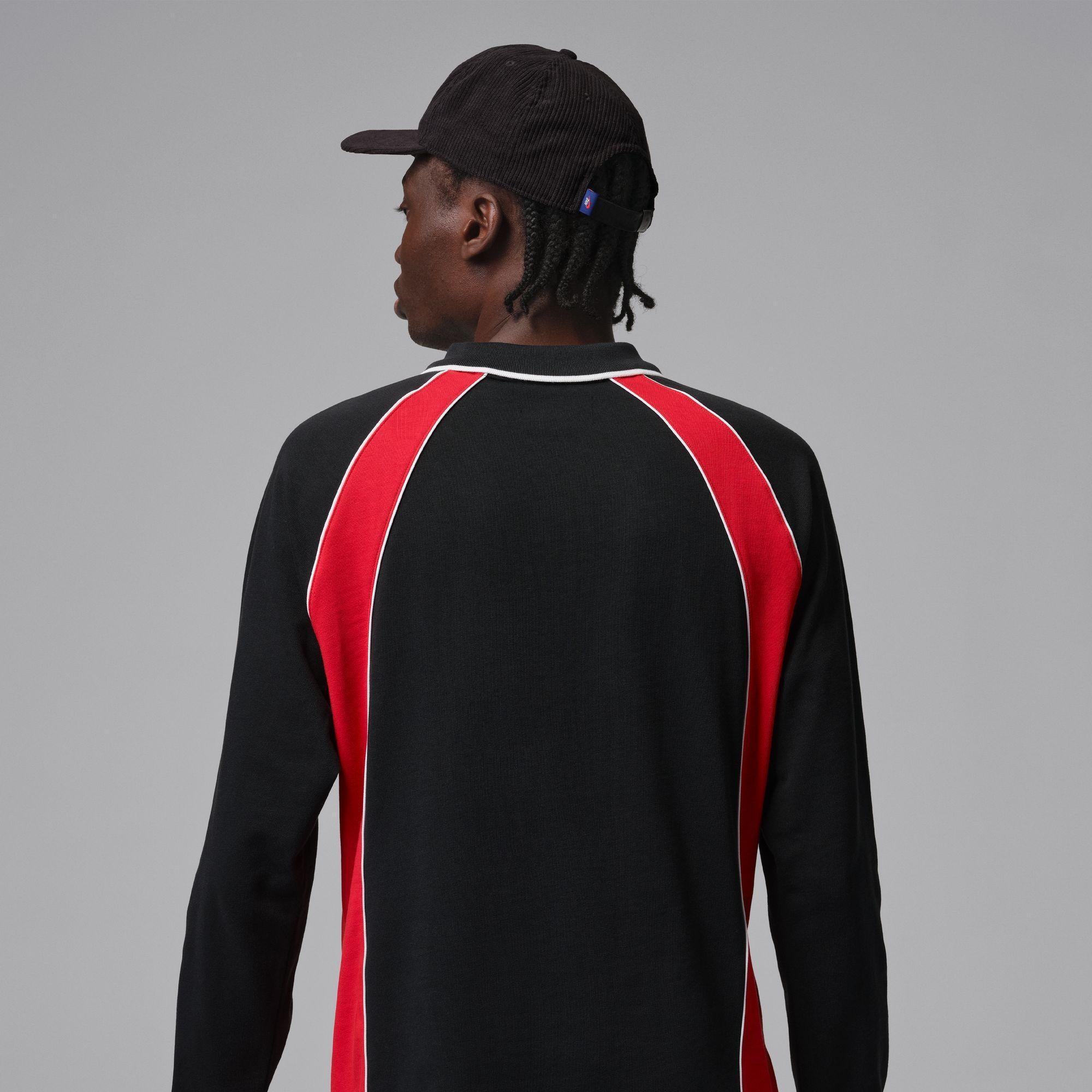 Jordan Flight Long-Sleeve Polo Jersey “Black/Red”
