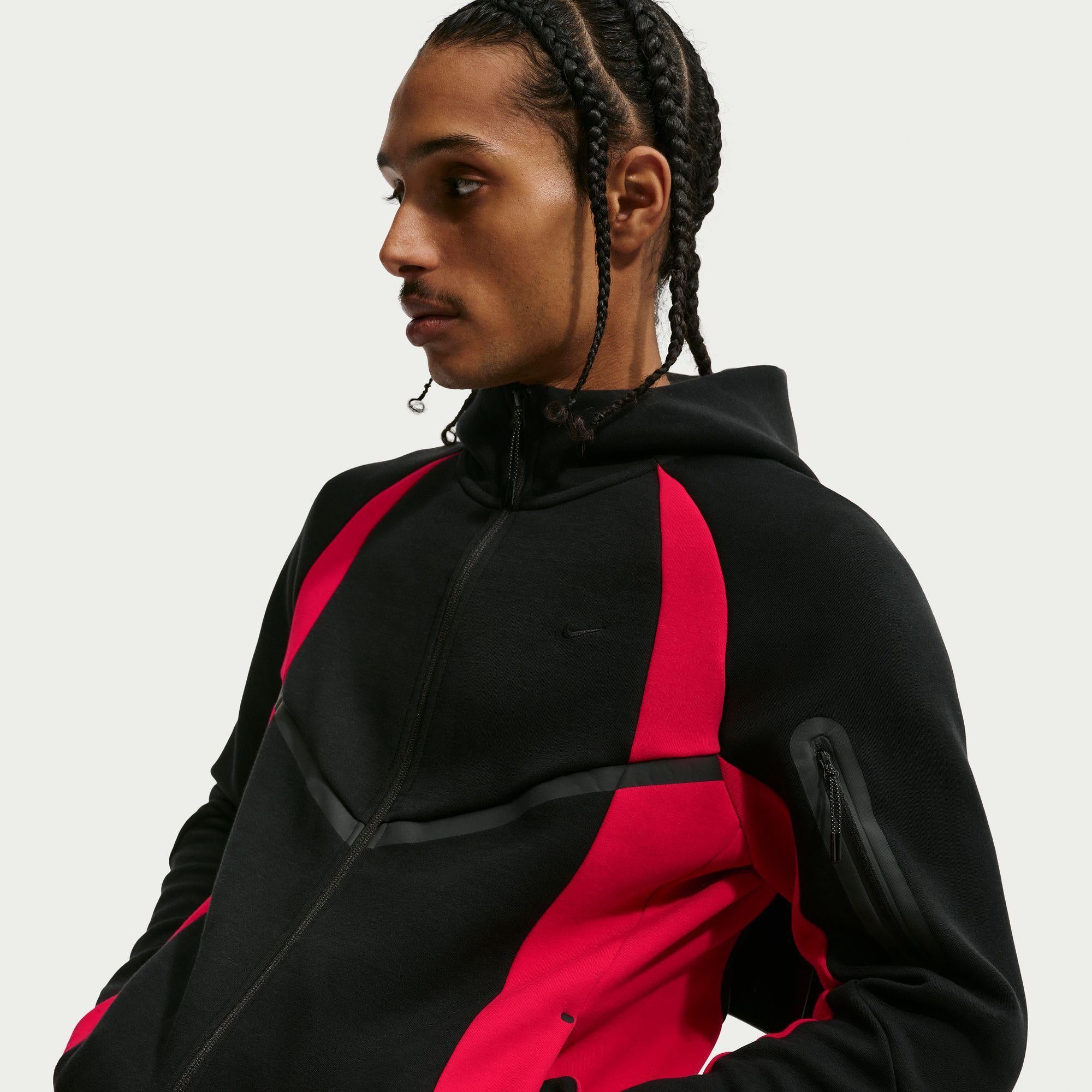 Nike Tech Color-Block Full-Zip Fleece Windrunner Jacket “Black/Red”