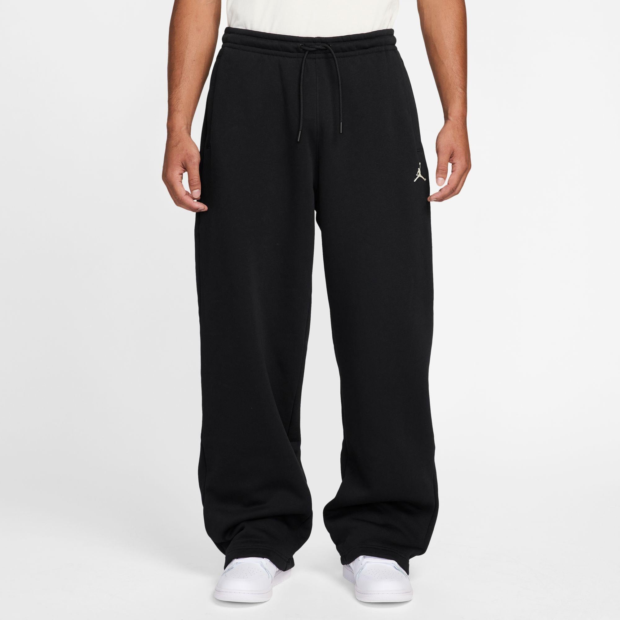 Jordan Brooklyn Fleece Oversized Open-Hem Pants “Black”