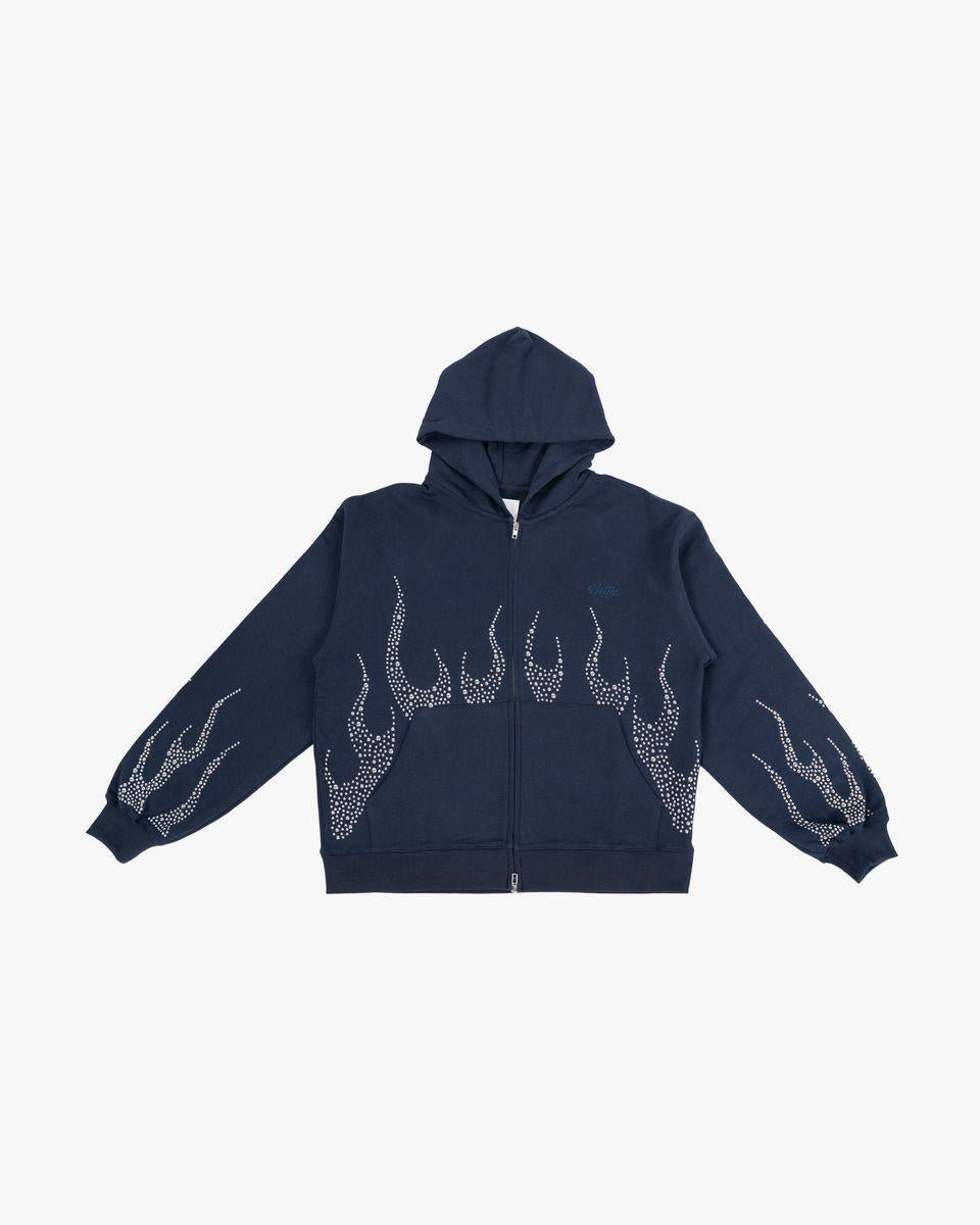 EPTM NAVY METAL FLAME ZIP UP HOODIE