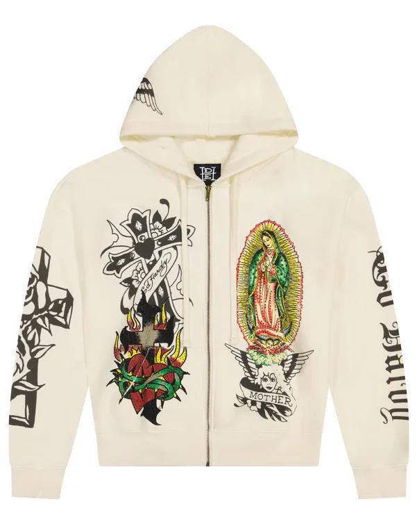 ED HARDY MARY BOXY RHINESTONE ZIP HOODIE