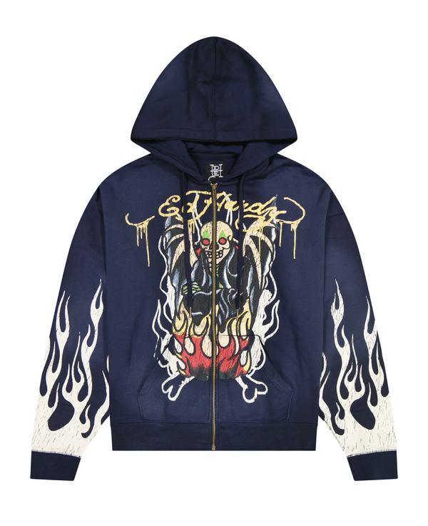 ED HARDY FIRE LORD BOXY ZIP HOODIE