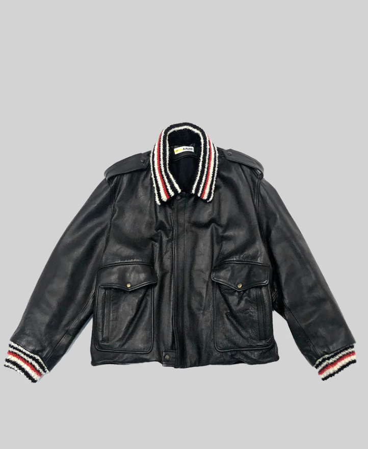 Recoded Leather Knit Collar Jacket