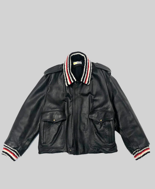 Recoded Leather Knit Collar Jacket