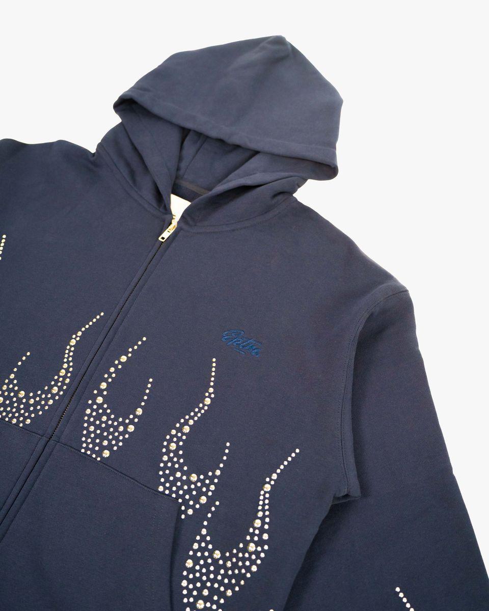 EPTM NAVY METAL FLAME ZIP UP HOODIE
