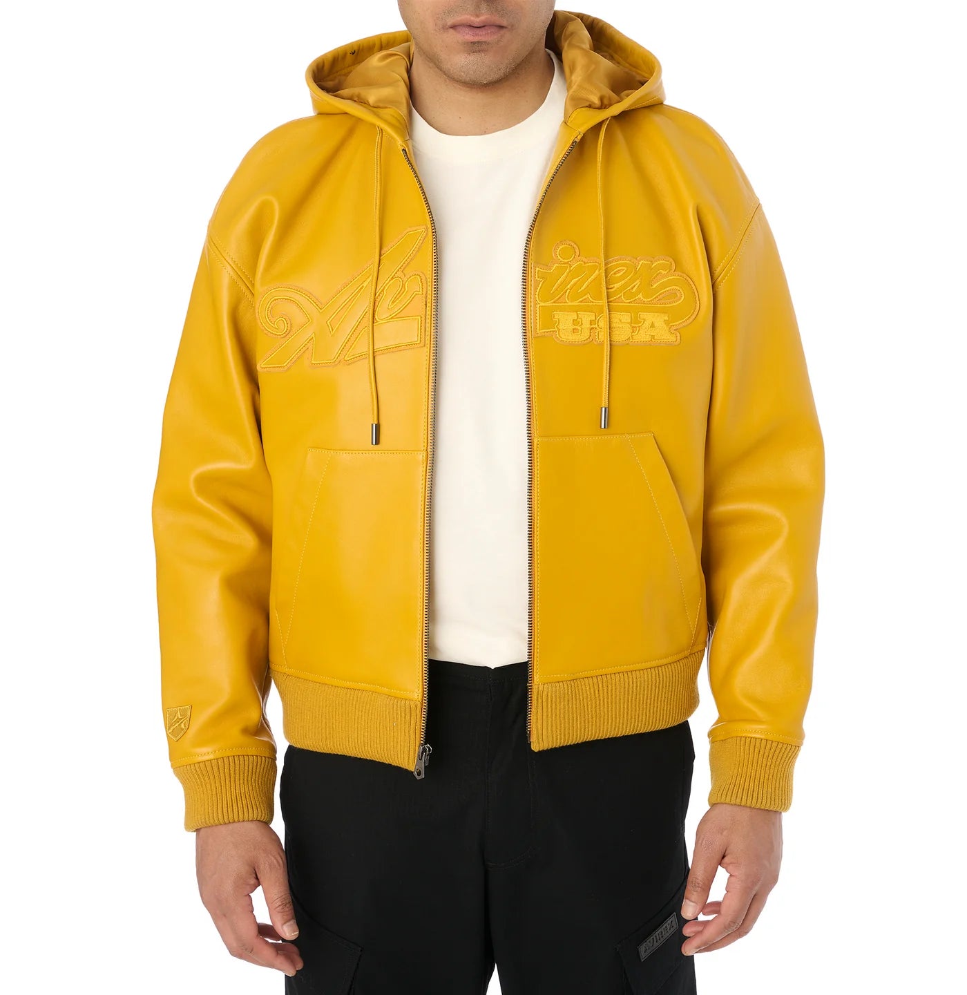 Script Nappa Leather Hoodie