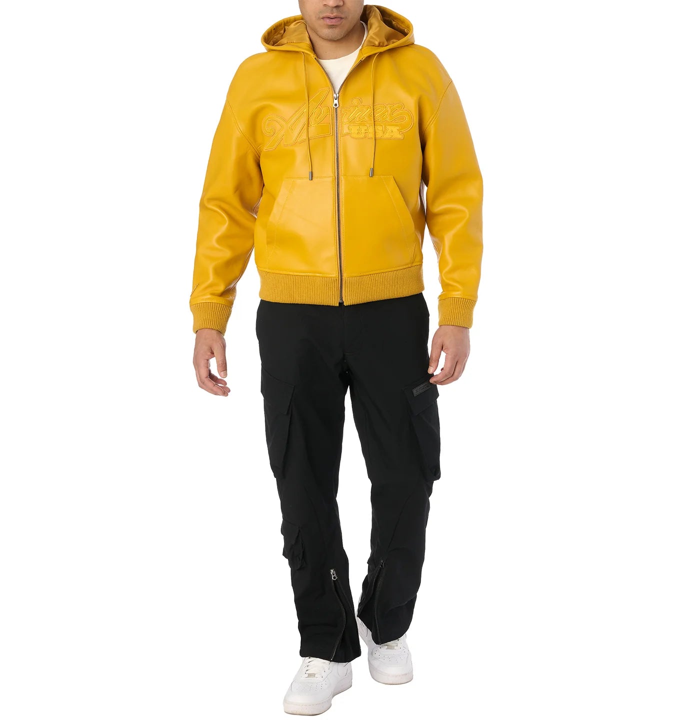 Script Nappa Leather Hoodie