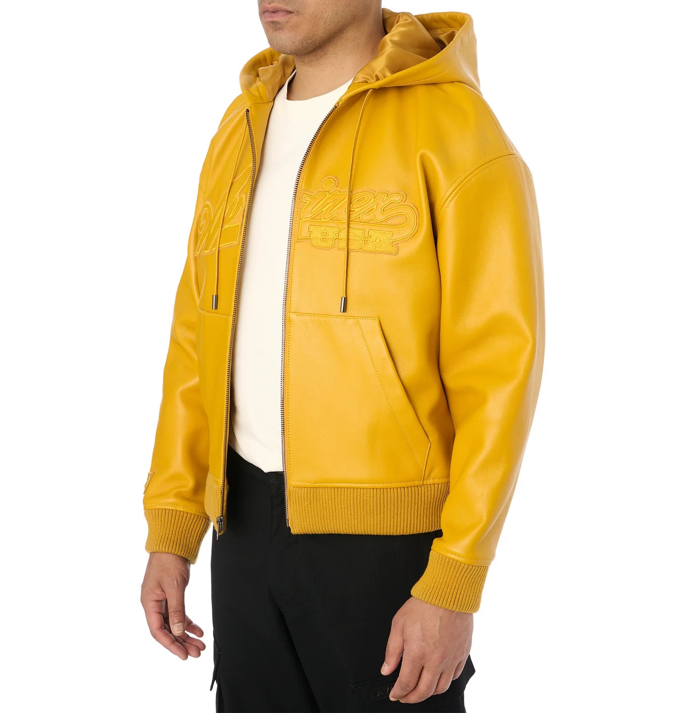 Script Nappa Leather Hoodie