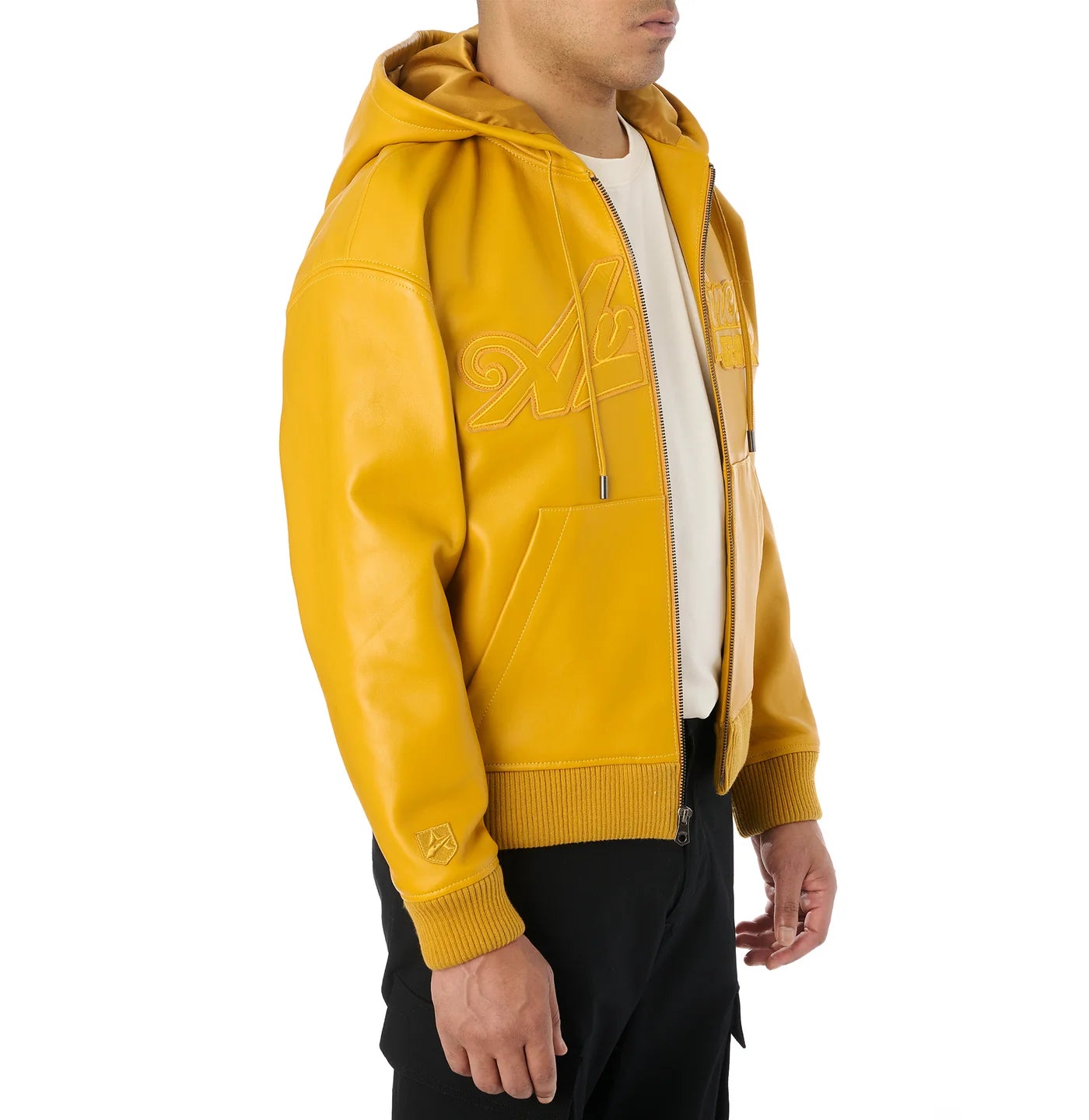 Script Nappa Leather Hoodie