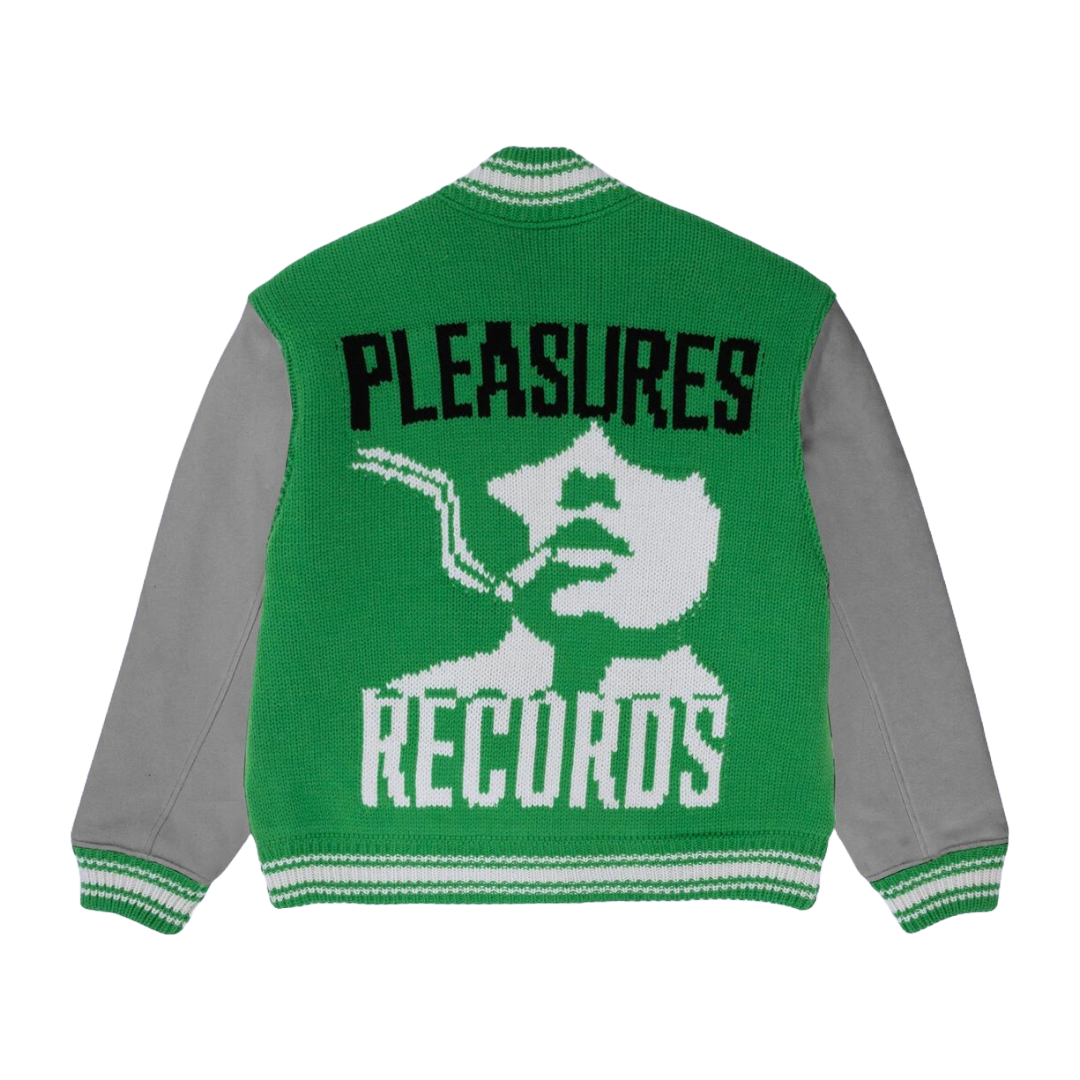 Pleasure Smoke Knitted Varsity Jacket