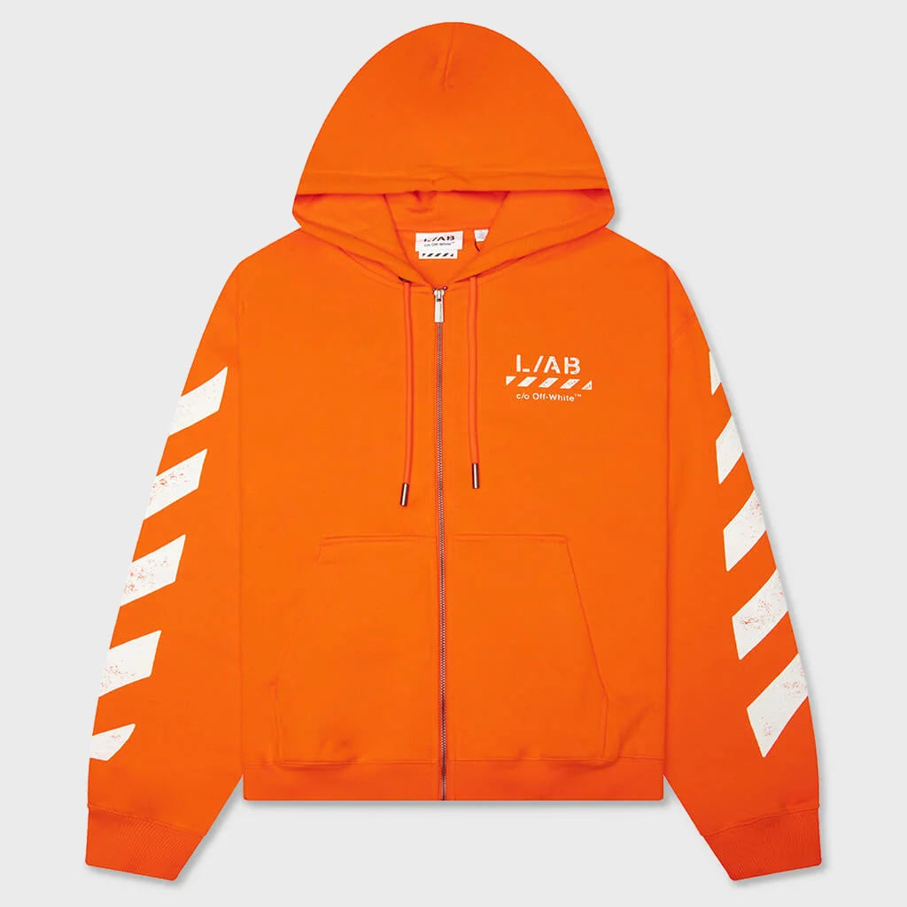 Off White L/AB Diag Full Zip Hoodie