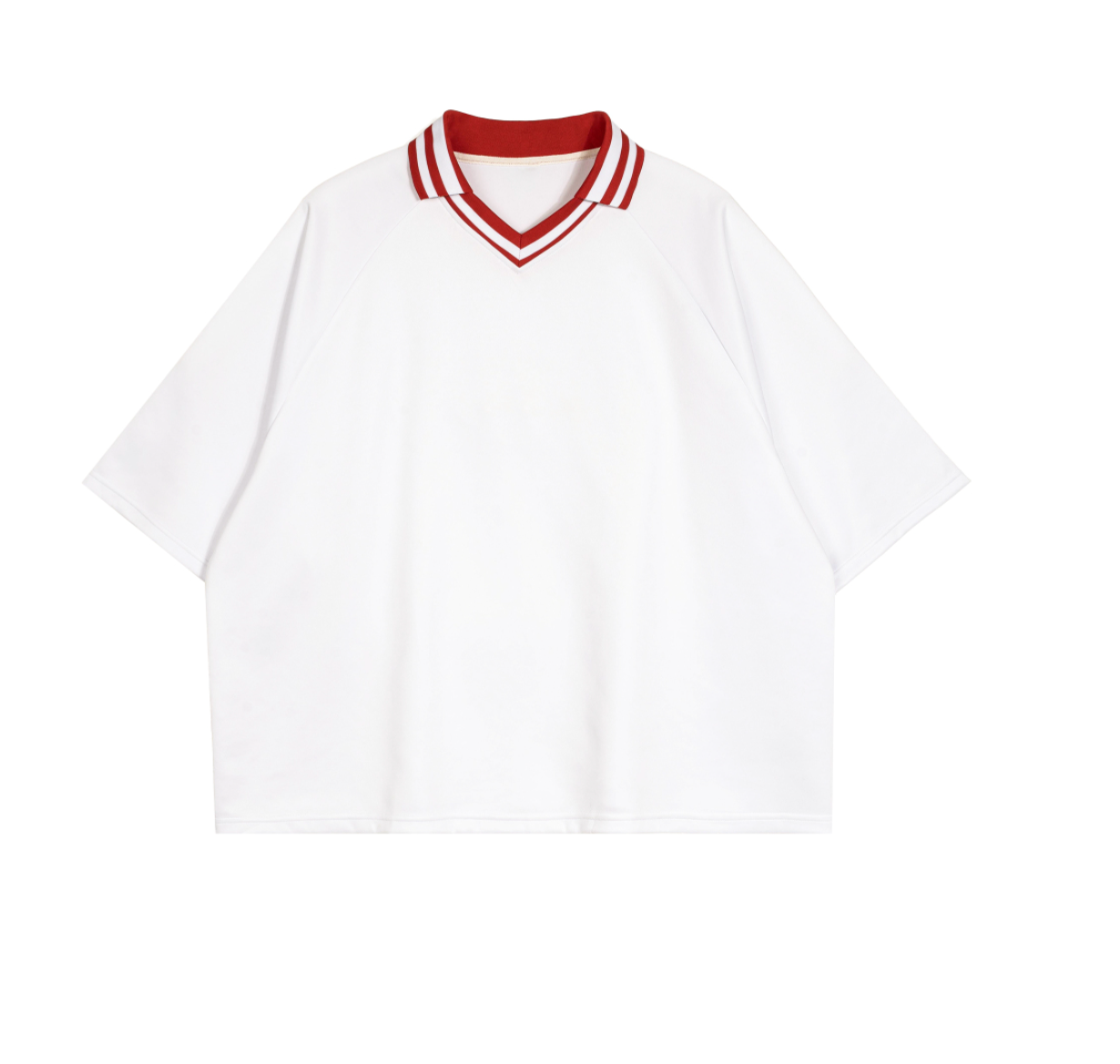 Contrast Lapel Collar Boxy T-Shirt