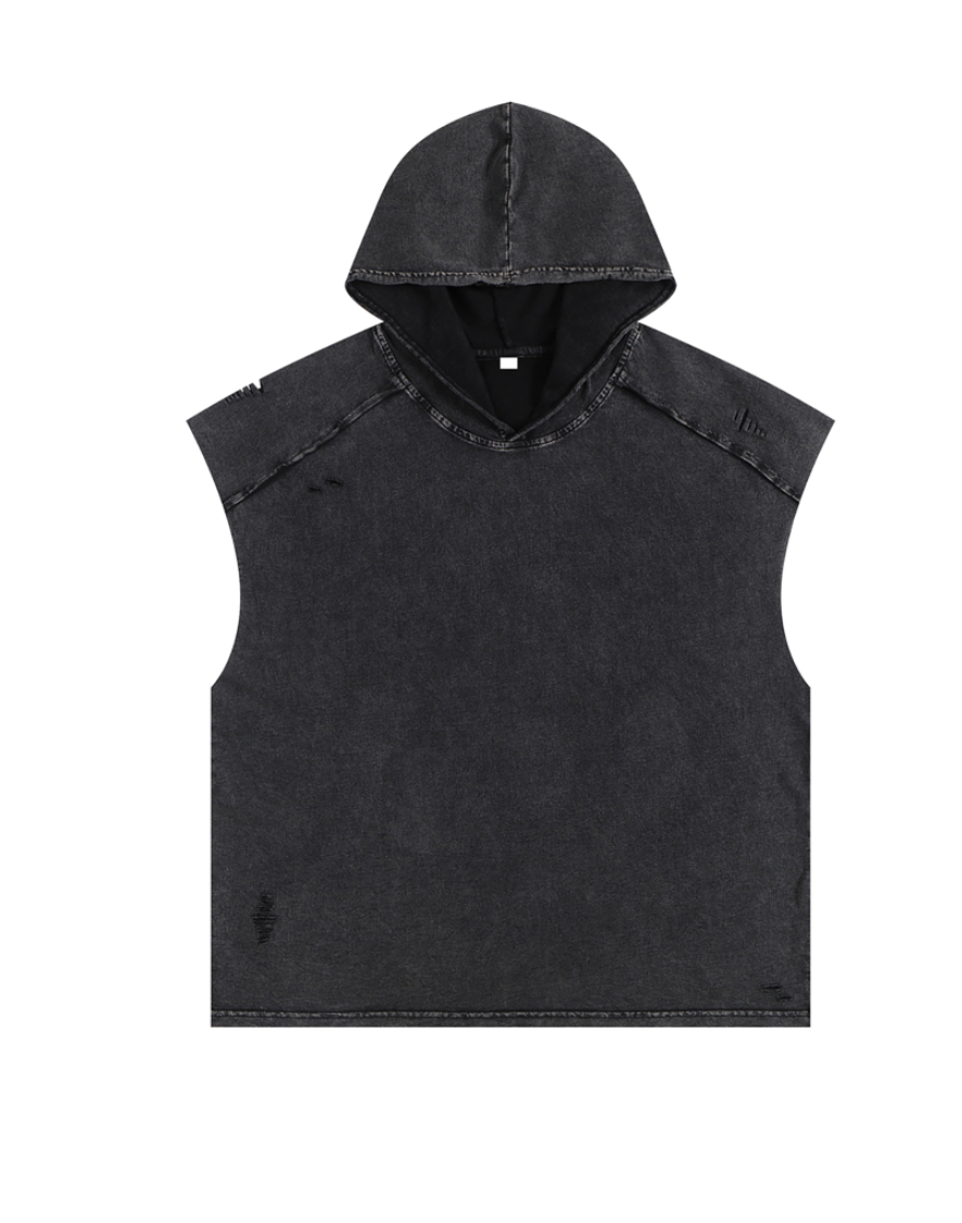 Snow Washed Boxy Hooded Tank Top