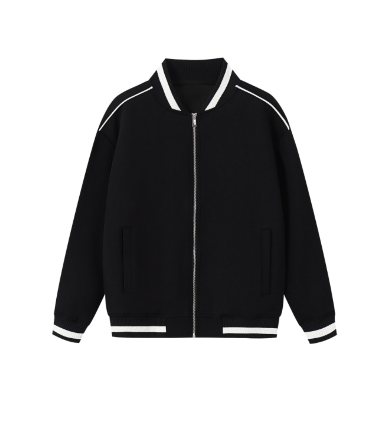 Contrast Piping Zip Bomber Jacket