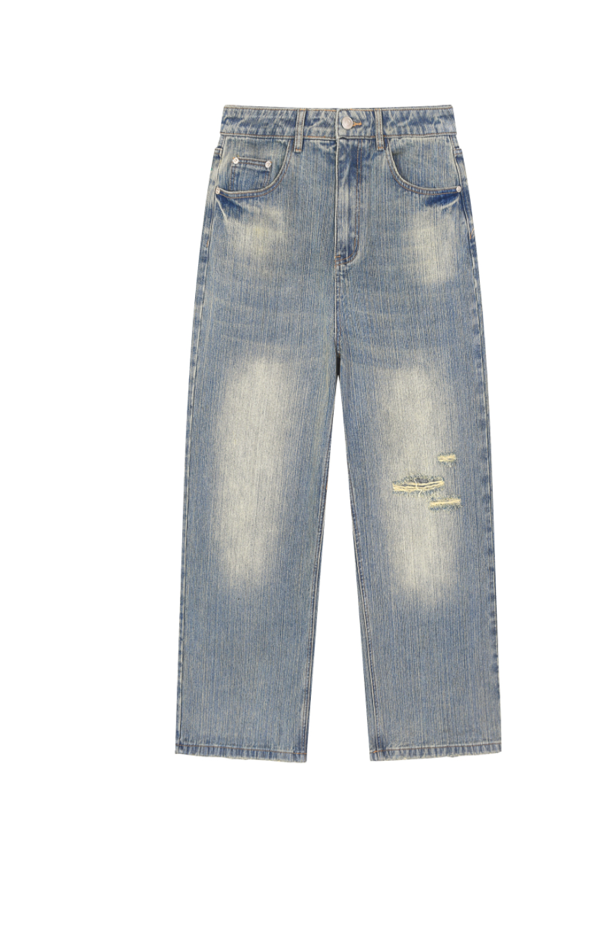 Vintage Wash Distressed Denim Jeans