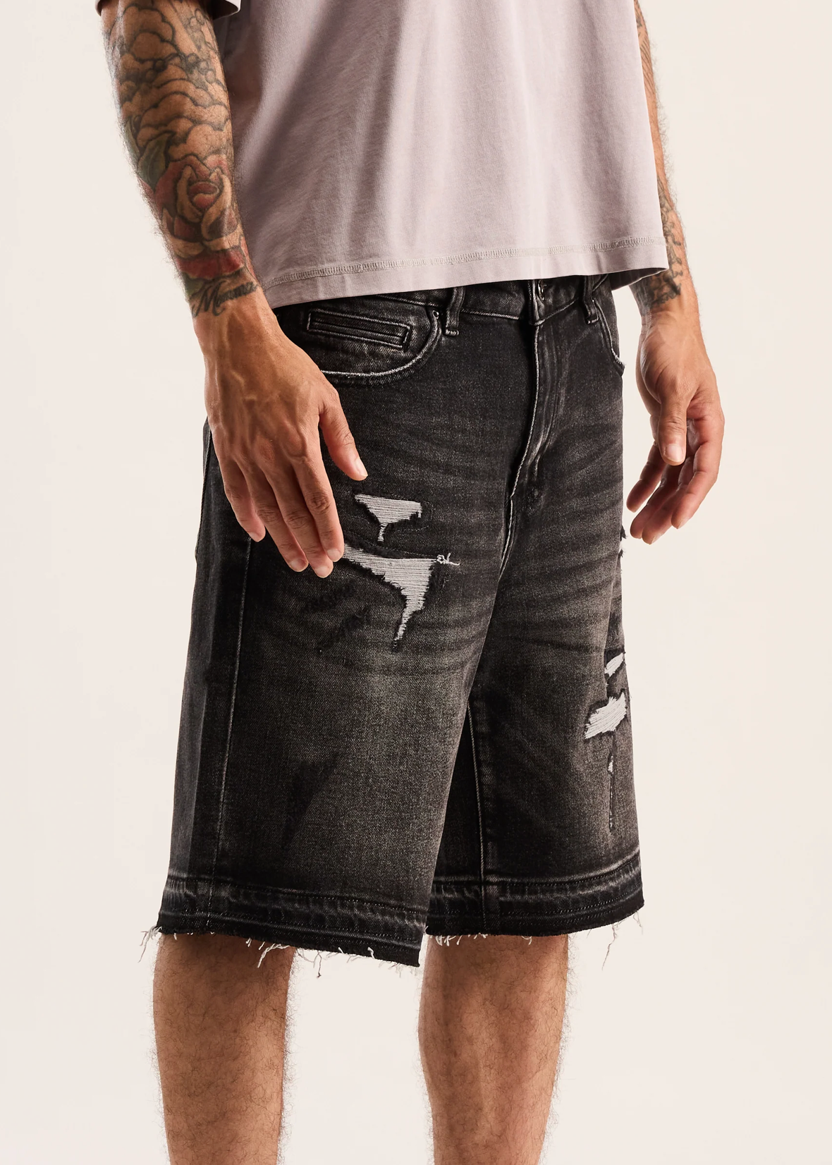 Embellish Easy Shorts Grey Washed
