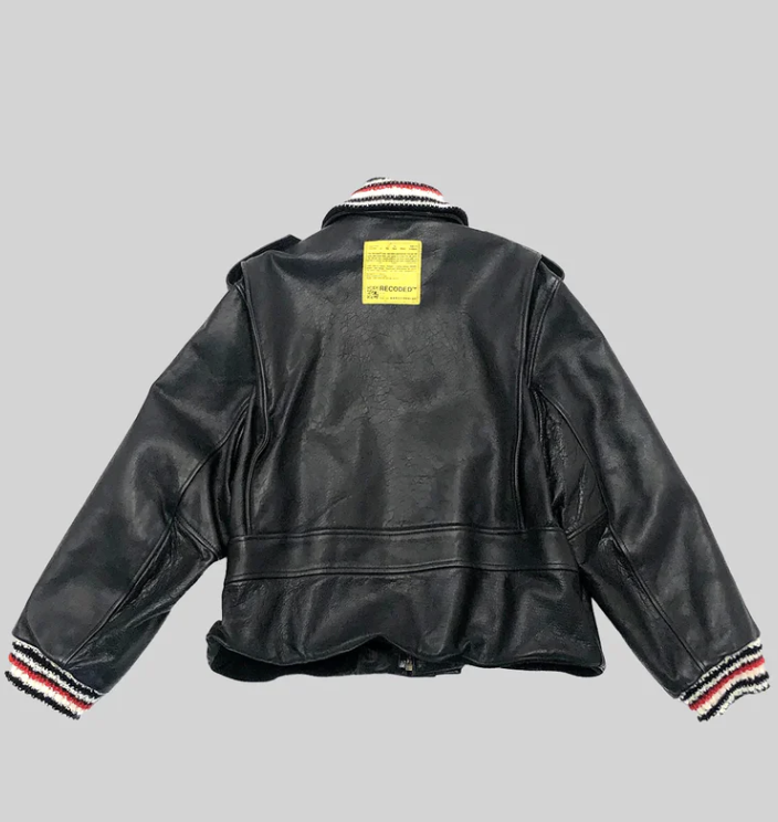 Recoded Leather Knit Collar Jacket
