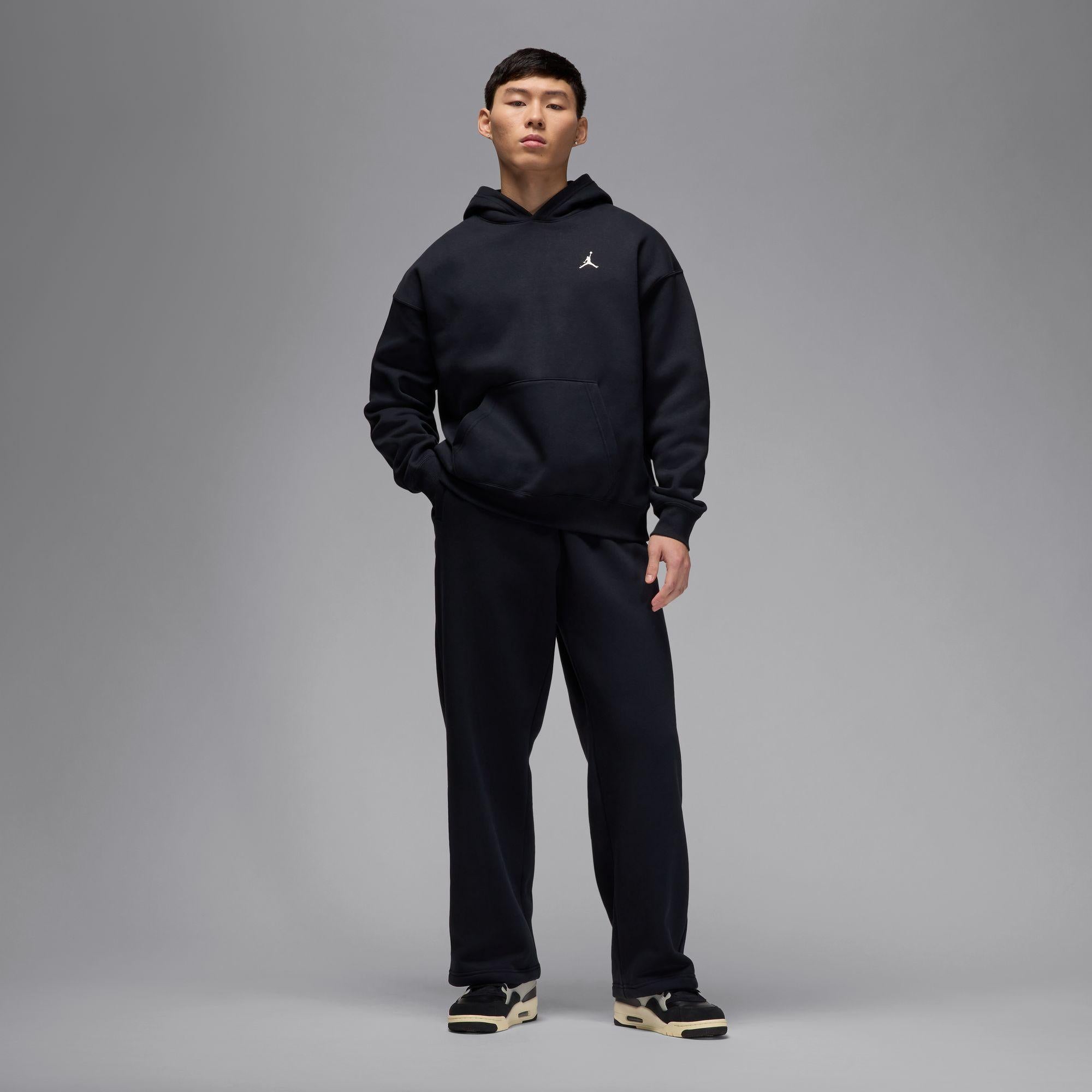 Jordan Brooklyn Fleece Oversized Open-Hem Pants “Black”