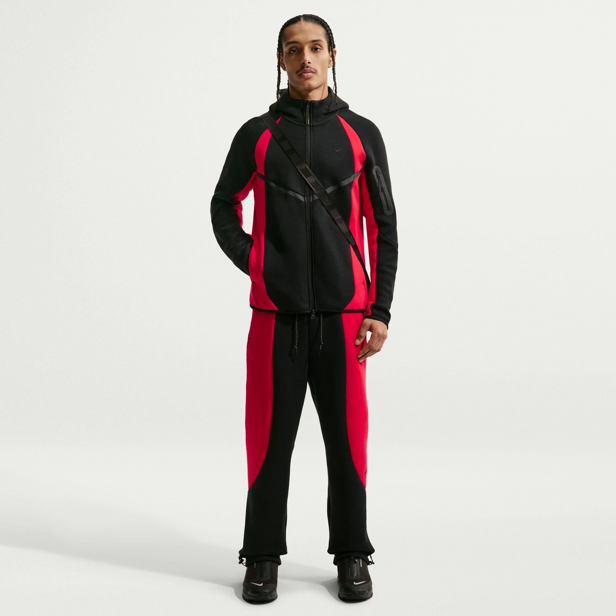Nike Tech Color-Block Full-Zip Fleece Windrunner Jacket “Black/Red”