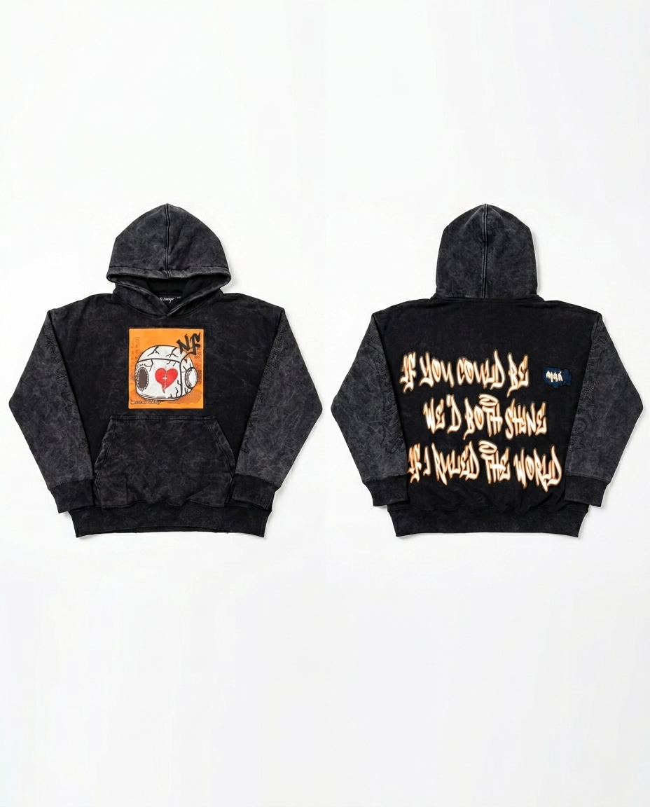 No Feeling Black Stone Wash Hoodie
