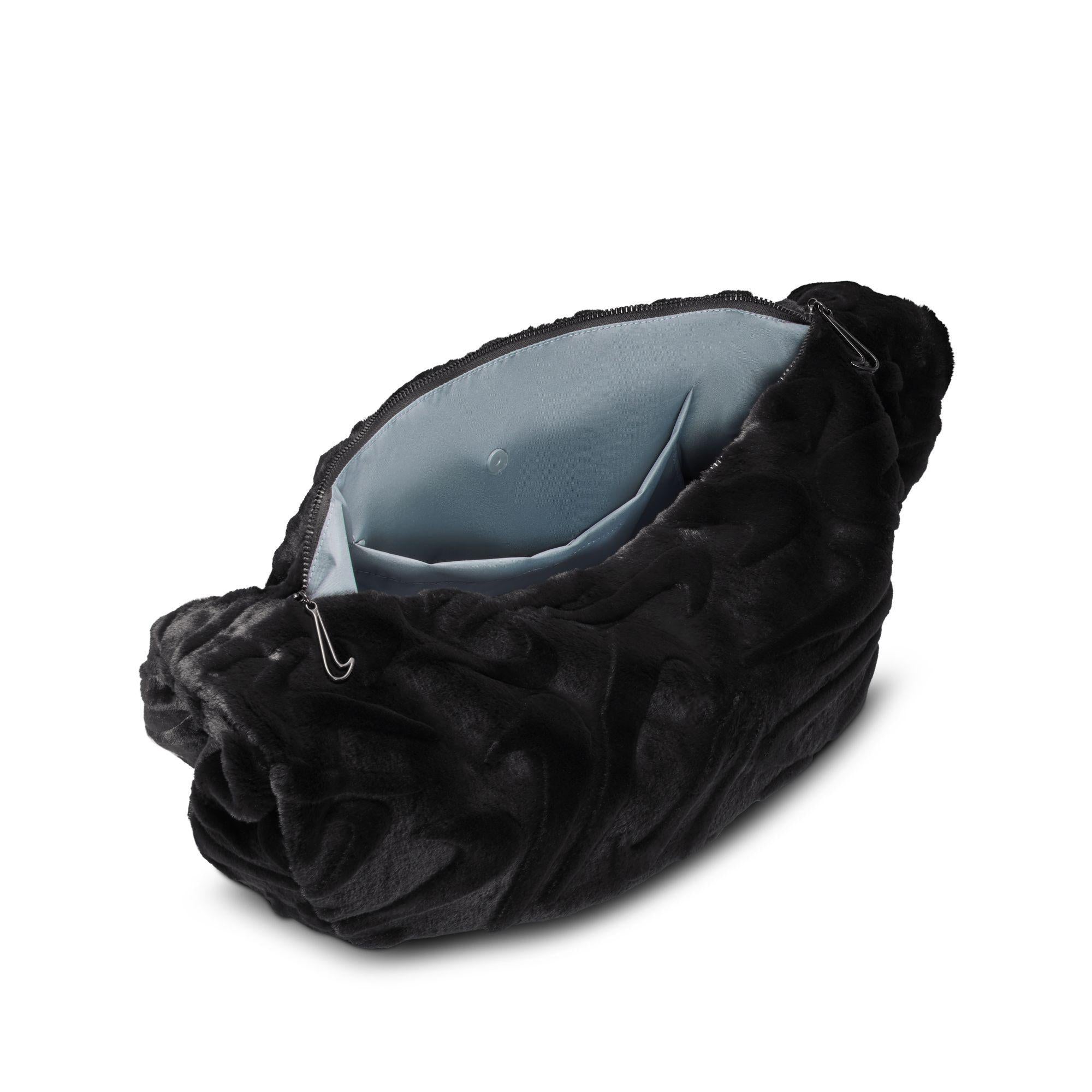 Nike Sportswear Black Faux Fur Slouchy Bag (19L)
