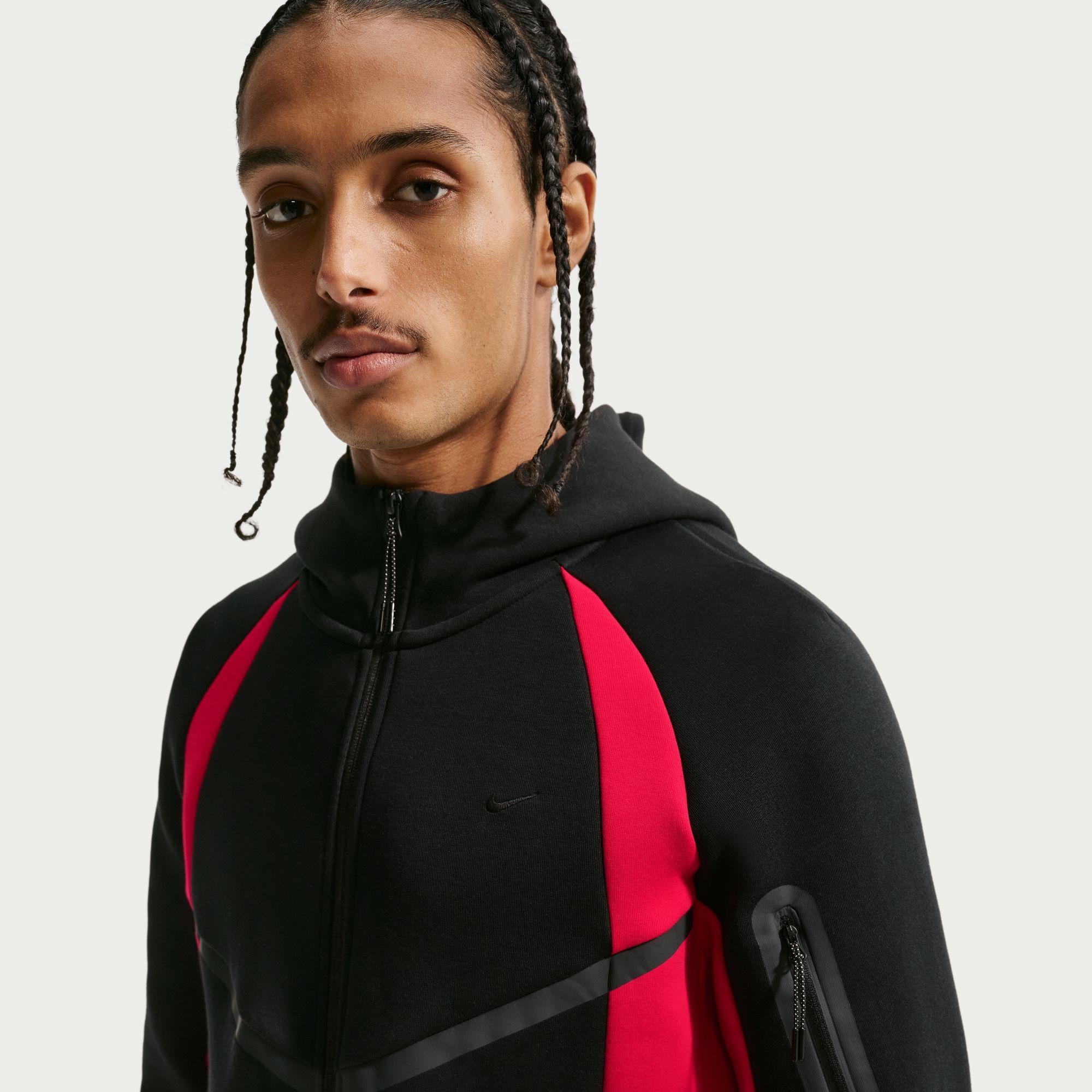 Nike Tech Color-Block Full-Zip Fleece Windrunner Jacket “Black/Red”